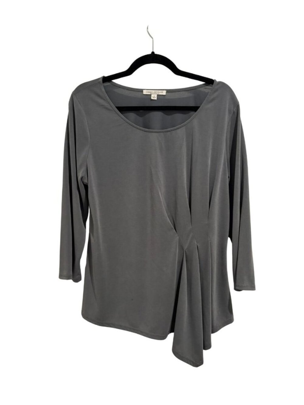 Green Envelope LA Gray Asymmetrical Drape Top L